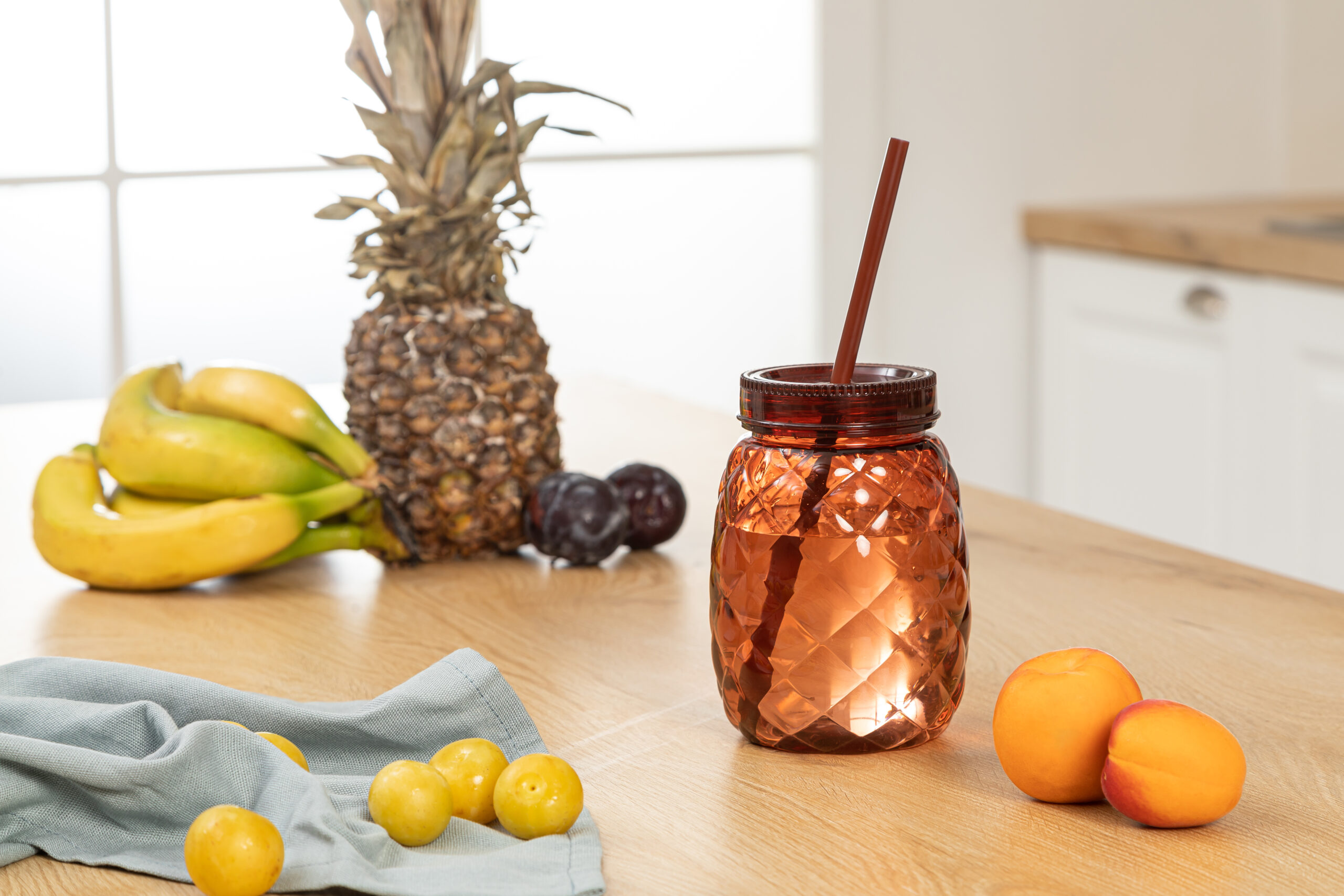 Pineapple Shape Cup With Pipette 600 Ml