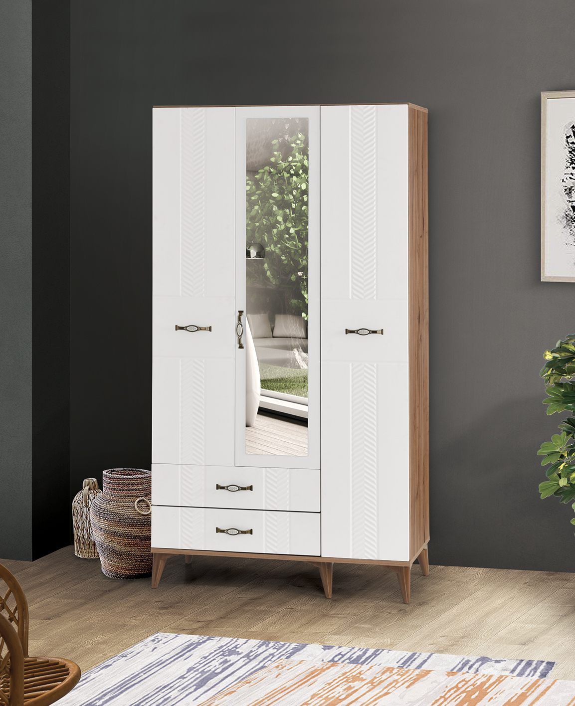 Tugce 3 Door Wardrobe White Atlantik