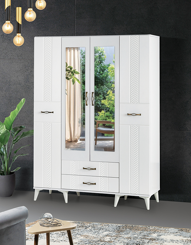 Tuğçe 4 Door Wardrobe White