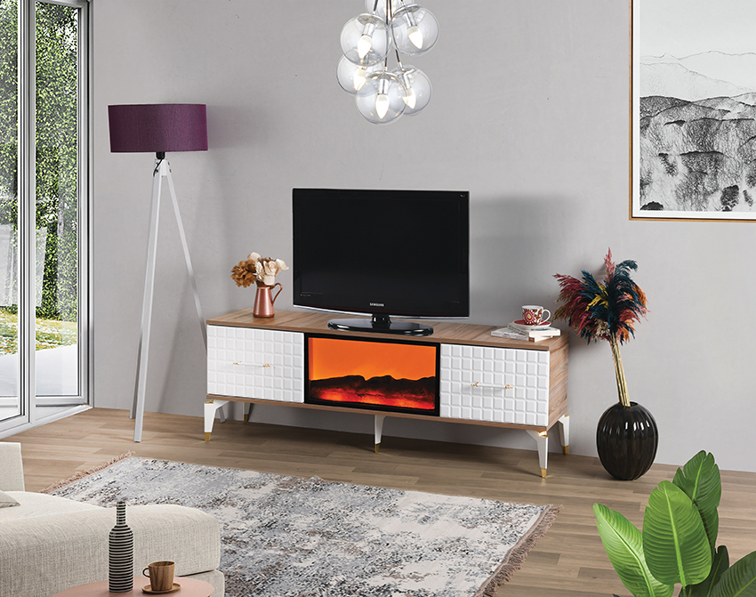 Inci Tv Stand Membran Ciragan White