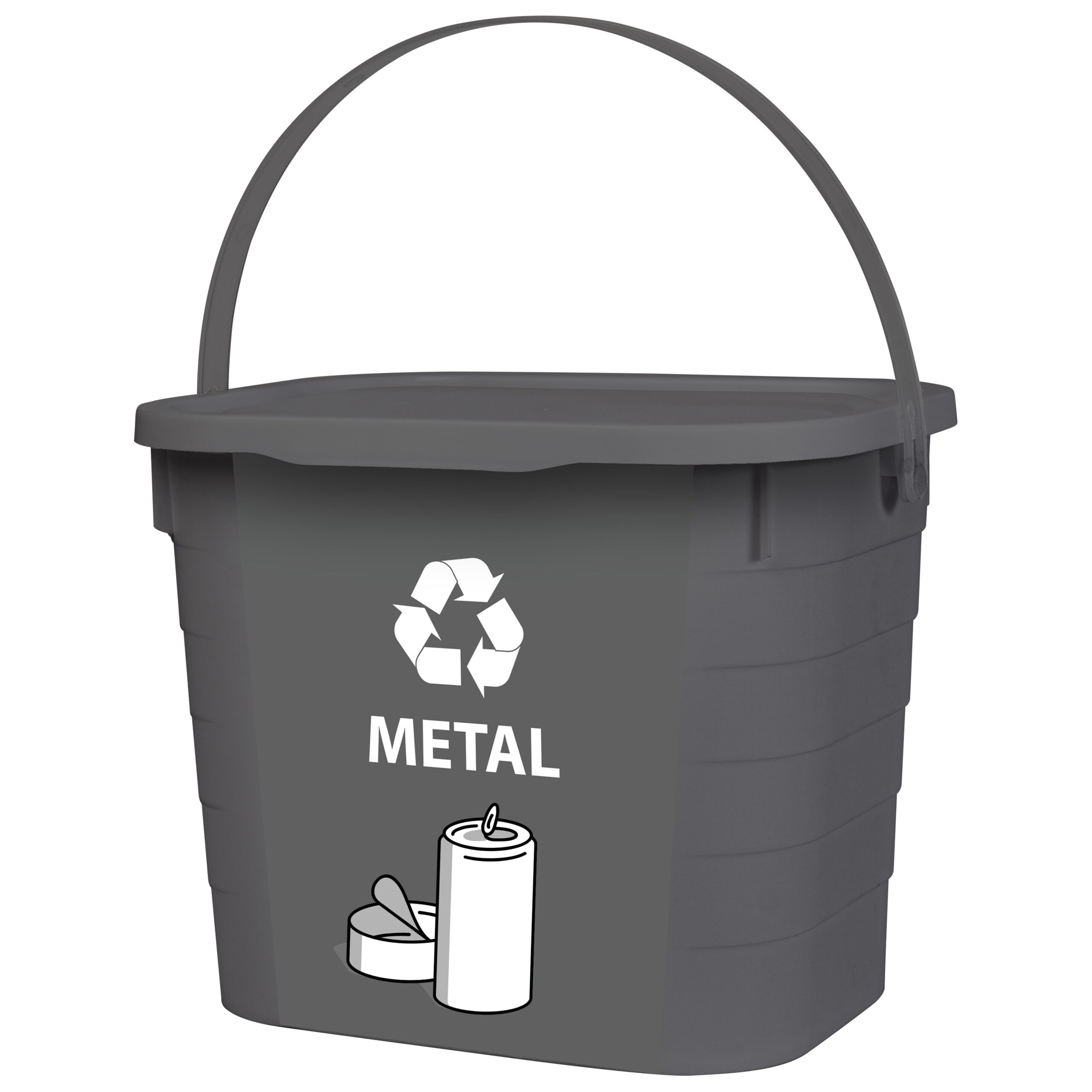 7,3 Lt Decorated Recycle Box With Handle-Metall