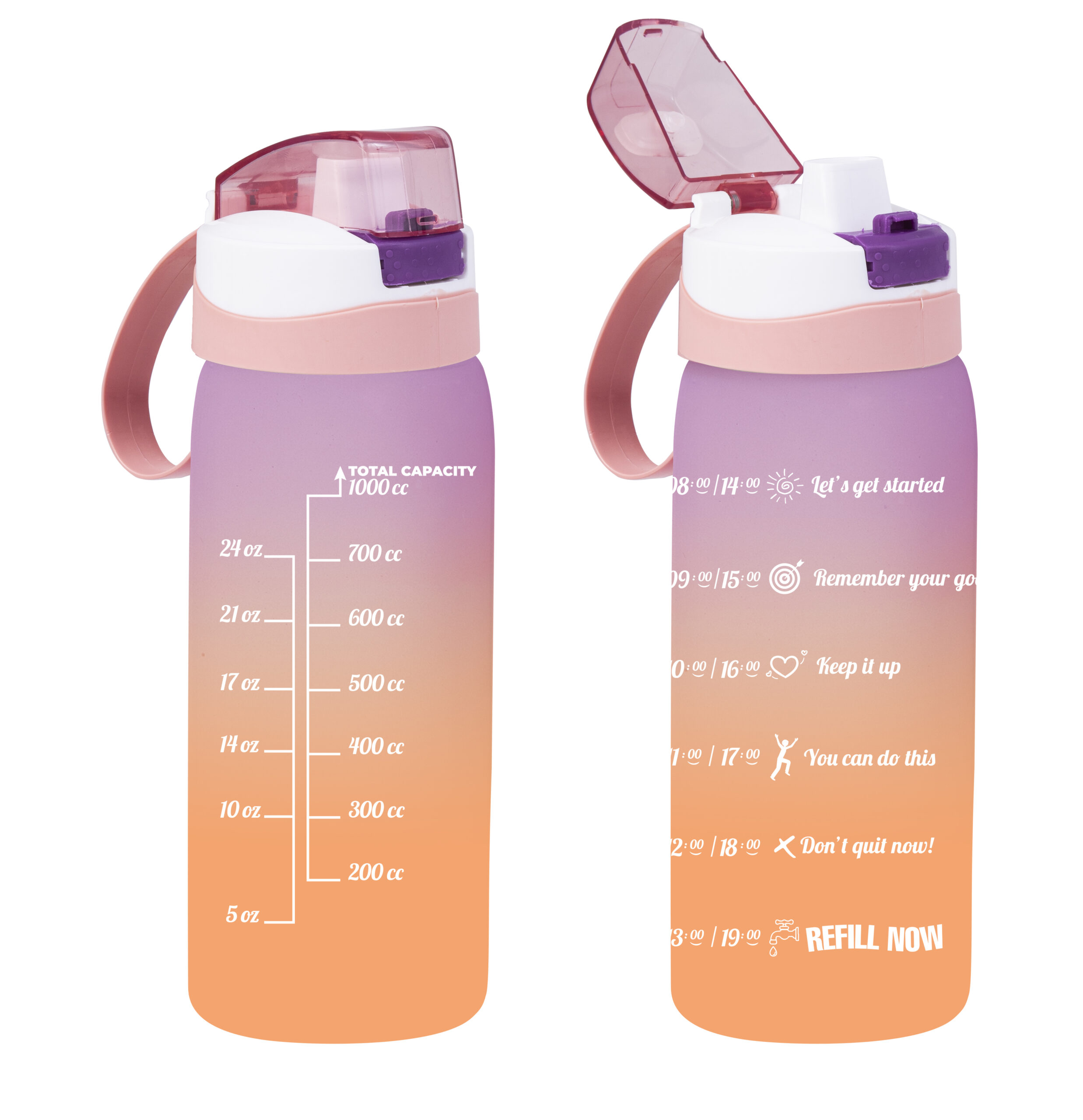 1 Lt Double Coloured Water Bottle-Pc-Soft Pink