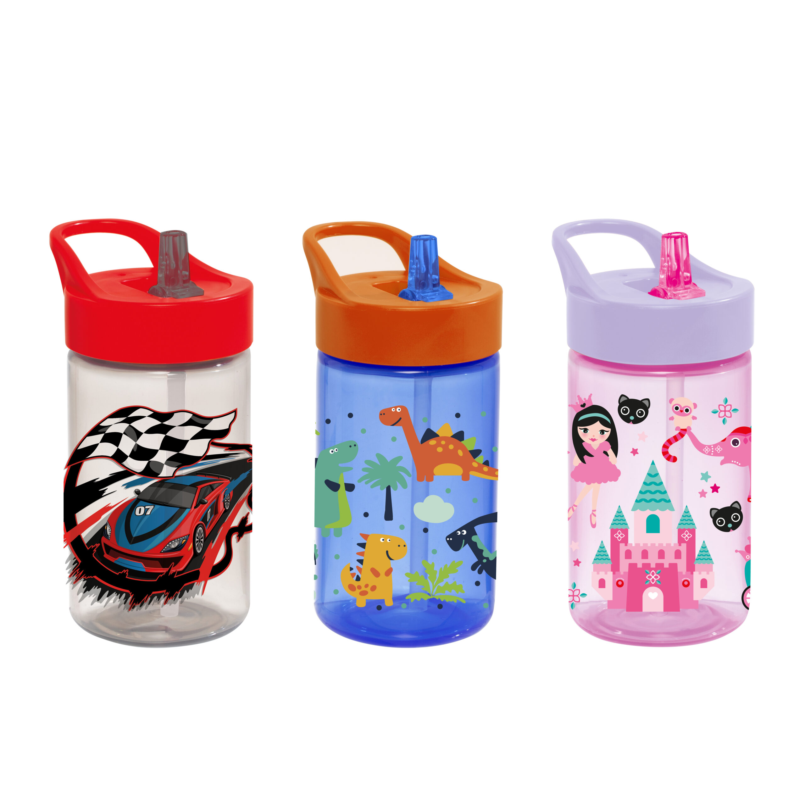 430 ml Decorated Bottle with Straw-006-849-850-Mix