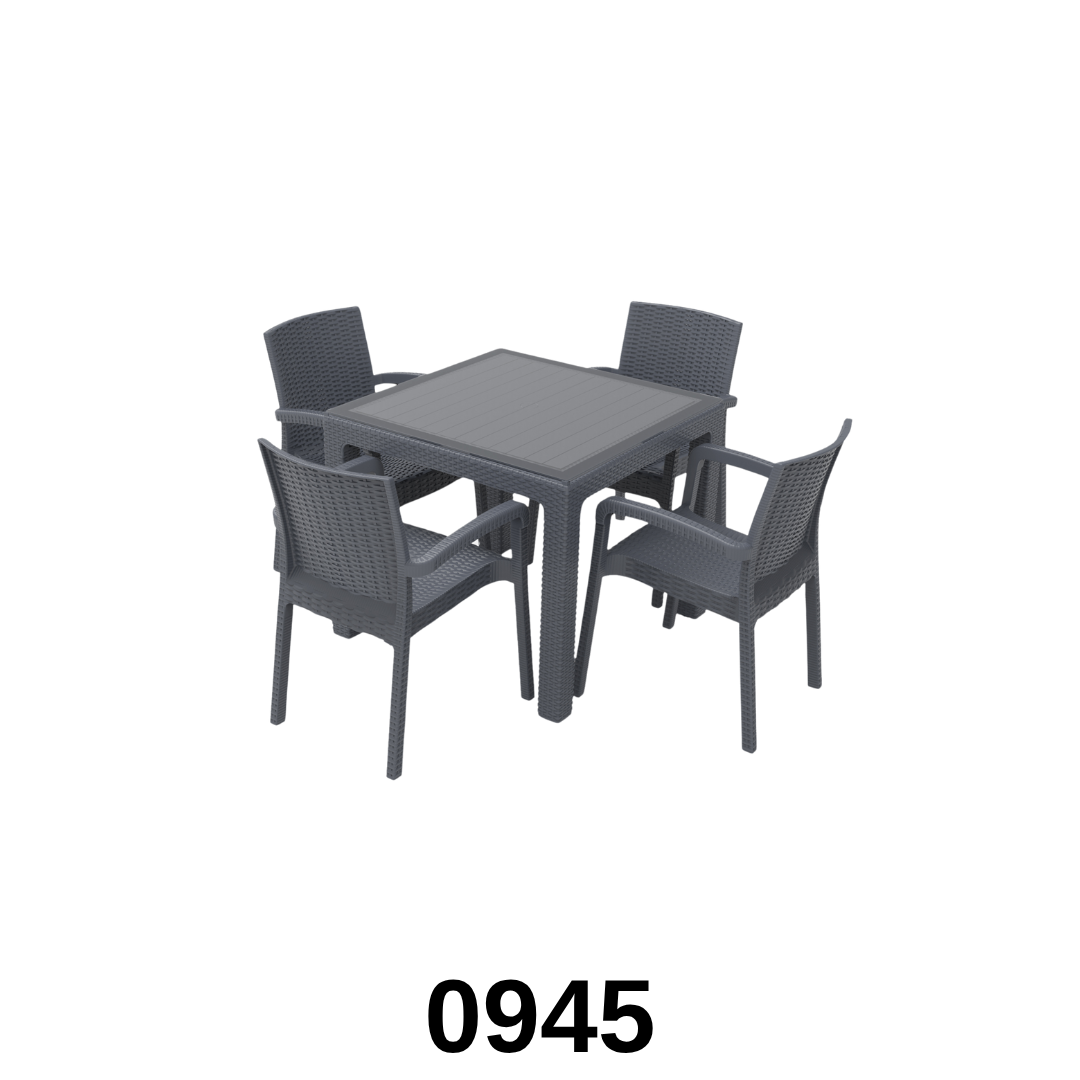 Plastic Table Set Square Table 4 Chair